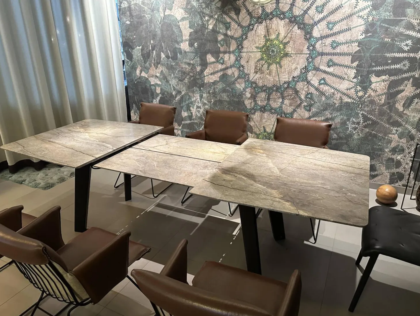 Esstisch Fontana Platte Stein Oxford Grey Grau Gestell Eiche Dunkelgrau Ausziehbar