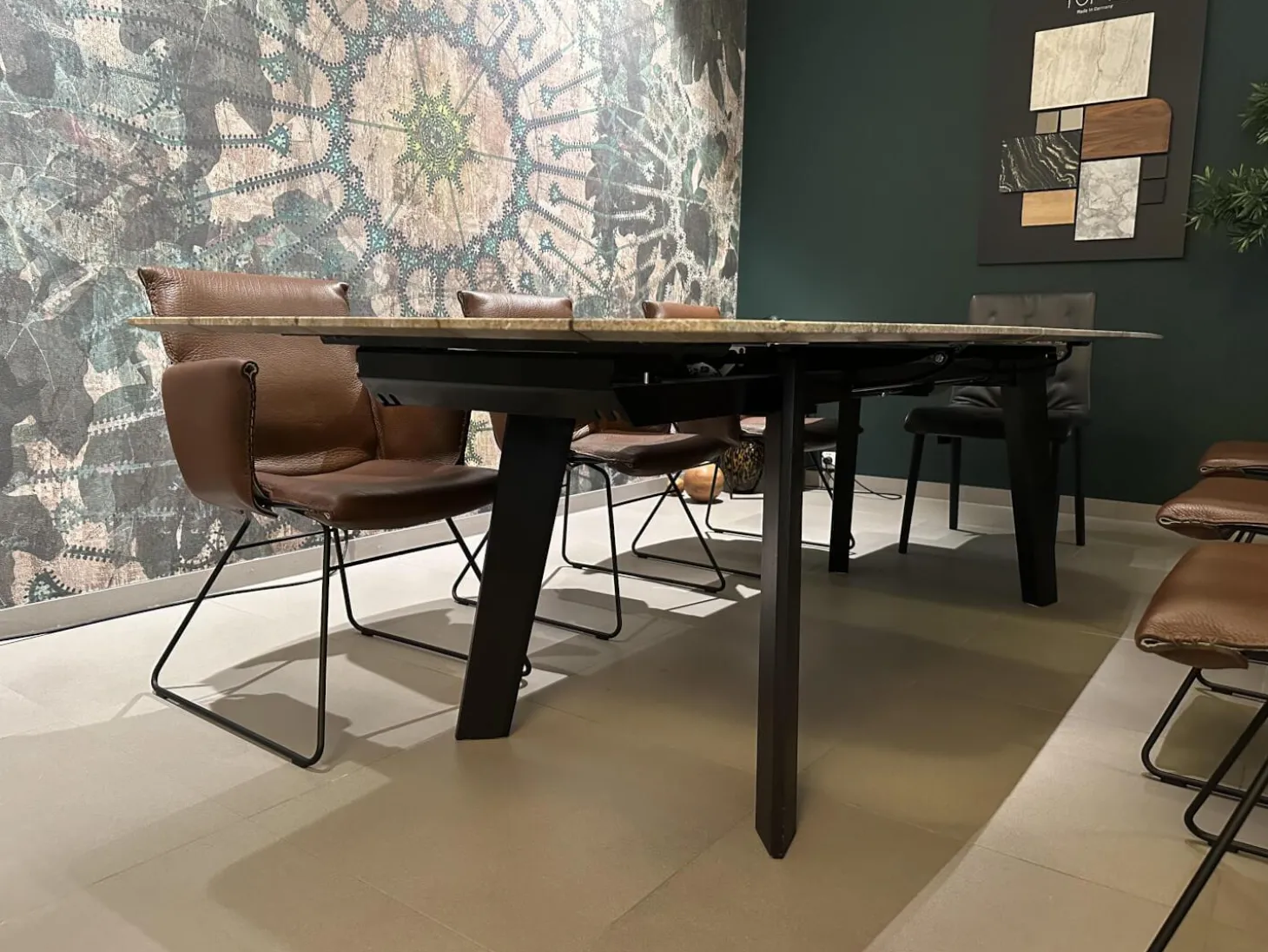 Esstisch Fontana Platte Stein Oxford Grey Grau Gestell Eiche Dunkelgrau Ausziehbar