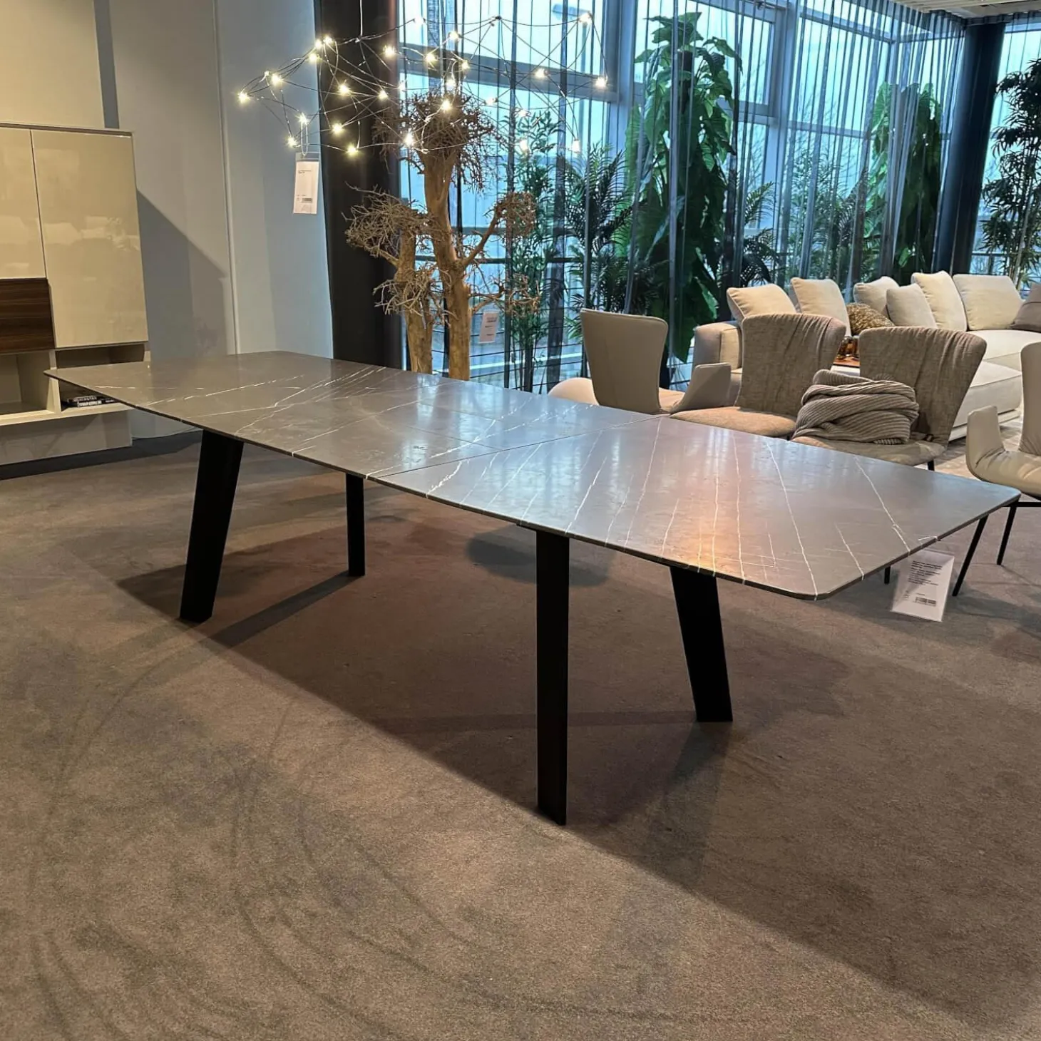 Esstisch Fontana Stein Grafit Brown Grau Gestell Mooreiche Gebeizt Lackiert Schwarz