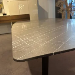 Esstisch Fontana Stein Grafit Brown Grau Gestell Mooreiche Gebeizt Lackiert Schwarz