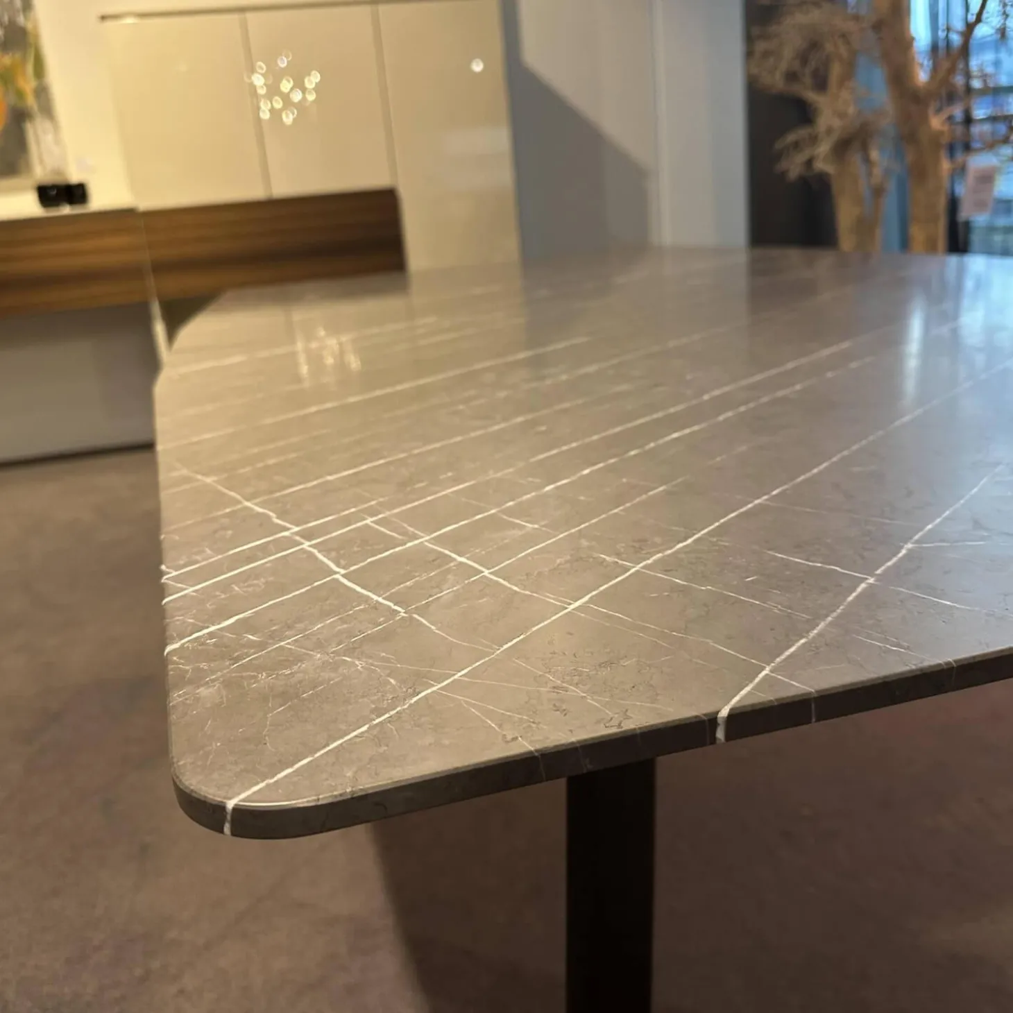 Esstisch Fontana Stein Grafit Brown Grau Gestell Mooreiche Gebeizt Lackiert Schwarz