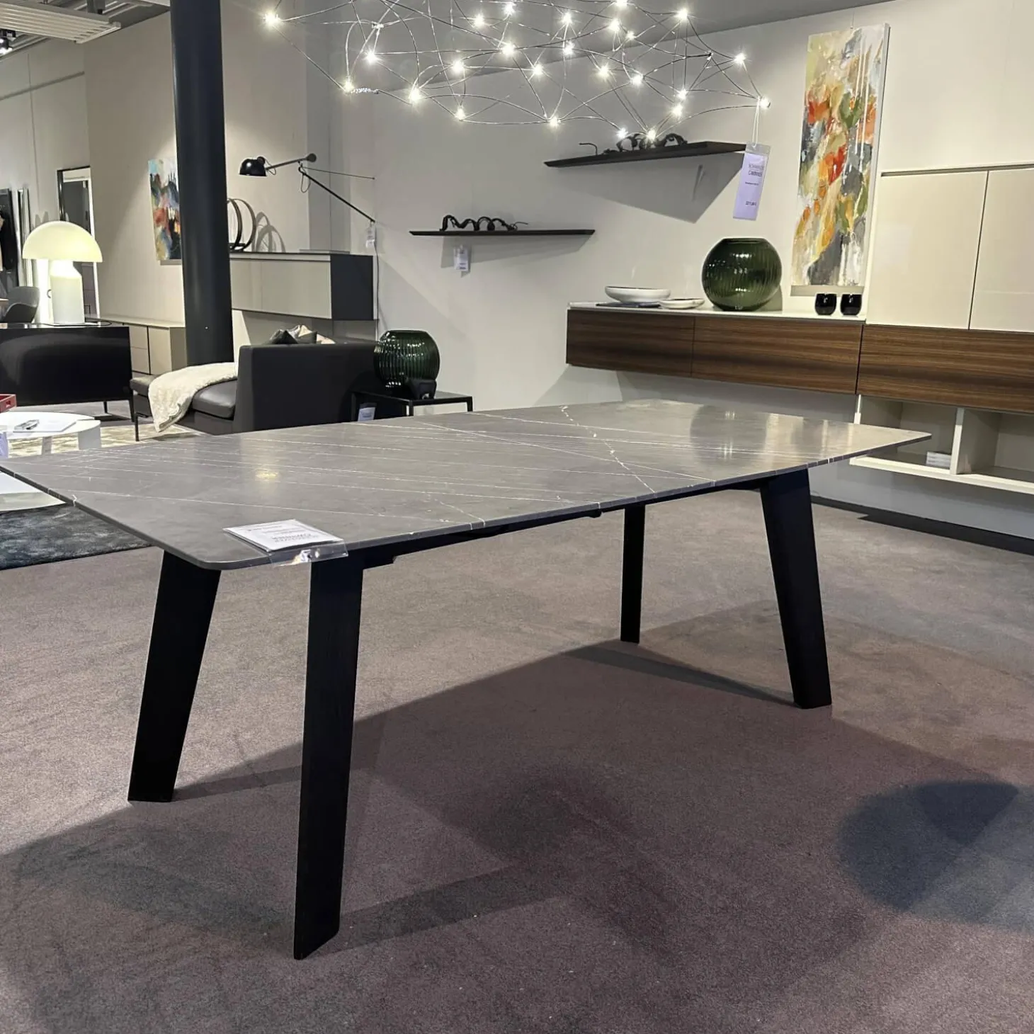 Esstisch Fontana Stein Grafit Brown Grau Gestell Mooreiche Gebeizt Lackiert Schwarz