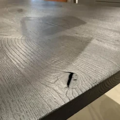 Esstisch Frame Platte Brandeiche Rustical Schwarz Strukturiert Gebürstet Gestell Beton