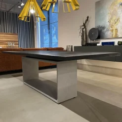 Esstisch Frame Platte Brandeiche Rustical Schwarz Strukturiert Gebürstet Gestell Beton