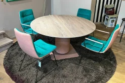 Esstisch Gaia Räuchereiche Massiv mit Stuhlgruppe Arva Light