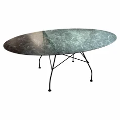 Esstisch Glossy Tischplatte Feinsteinzeug Marmoroptik Grün Gestell Stahl Schwarz