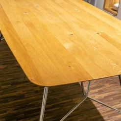 Esstisch GM Tempra Asteiche Gestell Metall Chrom Hochglanz