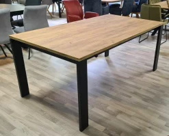 Esstisch Hamilton Platte Dekor Struktureiche Terra Gestell Metall Schwarz mit Auszug