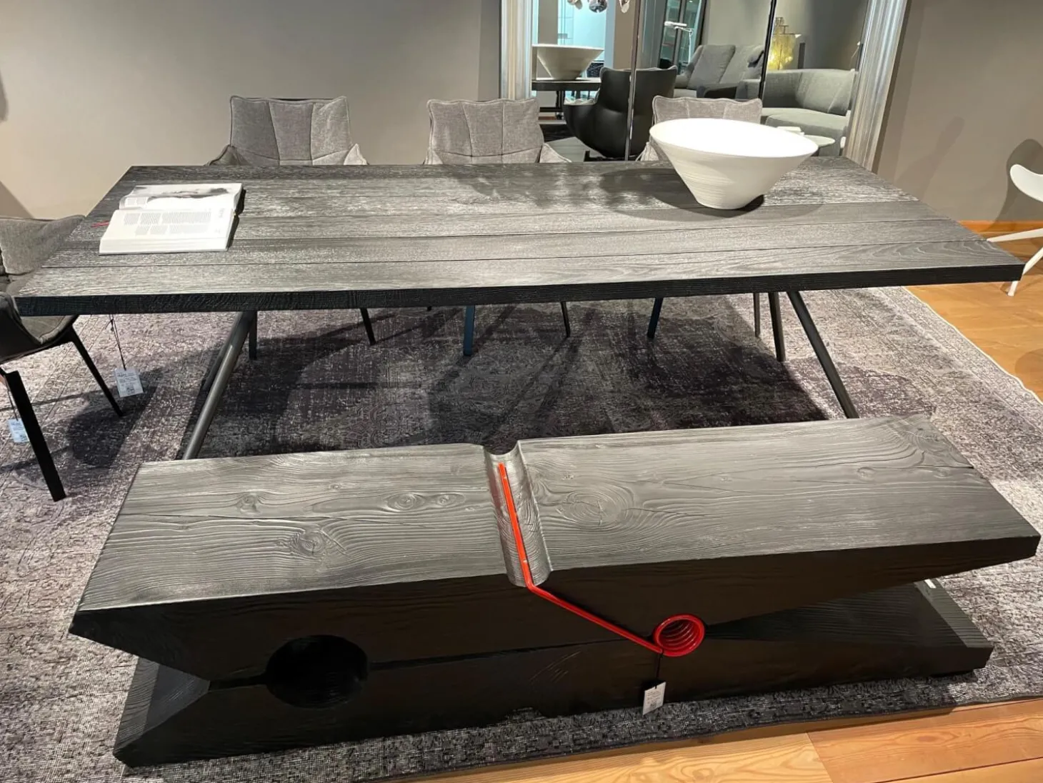 Esstisch Iron Squared Eiche Vulcano Gestell Natureisen Matt Lackiert