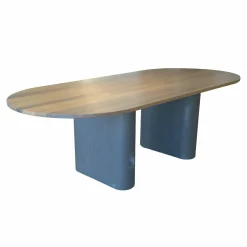 Esstisch Kami Oval Platte Eiche Dunkel Geräuchert C39 Geölt Gestell Eichenfurnier Schwarz