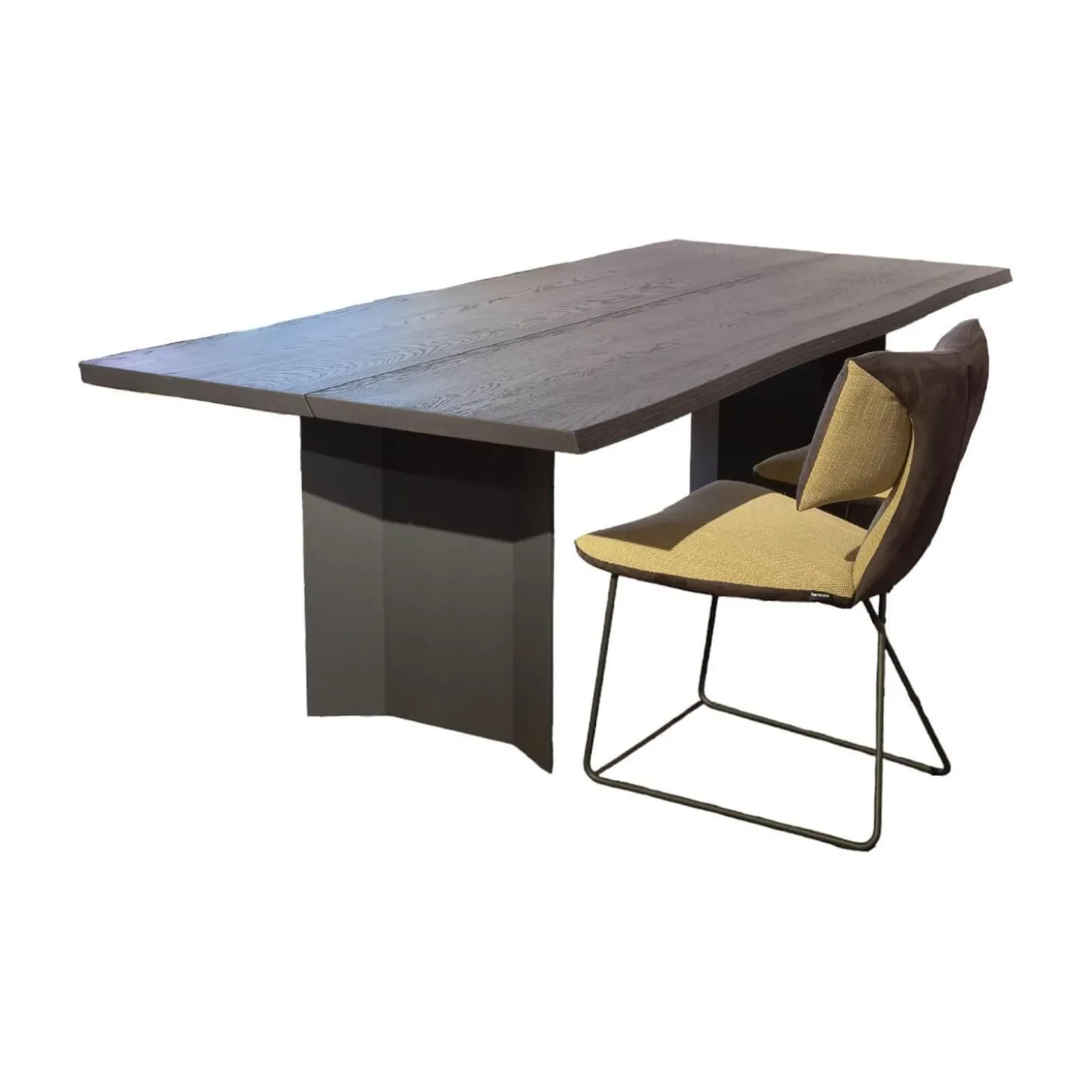 Esstisch Kilva Platte Kernesche Gebürstet Anthrazit Gebeizt Mittig Fuge Mit Baumkanenprofil Gestell Holz Anthrazit Ohne Stühle