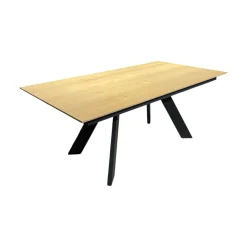 Esstisch Leo Rechteckig Wildeiche Hell Soft Gebürstet Geölt Gestell Metall Anthrazit Mit Klappeinlage