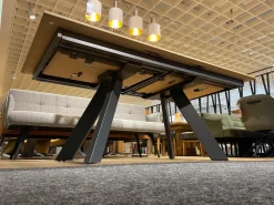 Esstisch Leo Rechteckig Wildeiche Hell Soft Gebürstet Geölt Gestell Metall Anthrazit Mit Klappeinlage