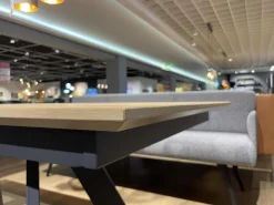 Esstisch Leo Rechteckig Wildeiche Hell Soft Gebürstet Geölt Gestell Metall Anthrazit Mit Klappeinlage