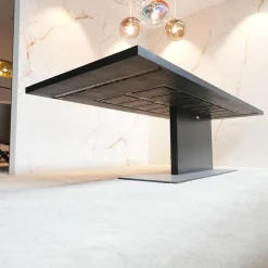 Esstisch Liam Iron Platte Eiche Schwarz Pigmentiert Gestell Edelstahl Asche Grau Matt