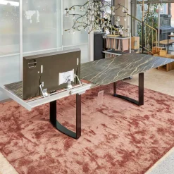 Esstisch Mirado 6171 Platte Keramik Rock Braun Gold Untergestell Kufe Lack Tiefschwarz Mit Klappeinlage