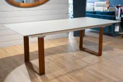 Esstisch Mirado Ausziehbar Tischplatte Fenix NTM Castro Ottawa Taupe Gestell Nussbaum mit Einlegeplatte