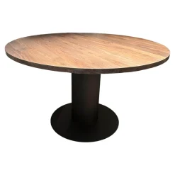 Esstisch Oval Platte Nuss Knorrig Heel Geölt Gestell Schwarz Fein Struktur