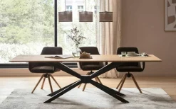 Esstisch Phoenix Bambus Farbe Eiche Bianco Geölt Gestell Metall Schwarz Pulverbeschichtet