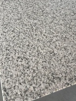 Esstisch Platte Granit Bianco Kristall Grau Gestell Edelstahlrohr