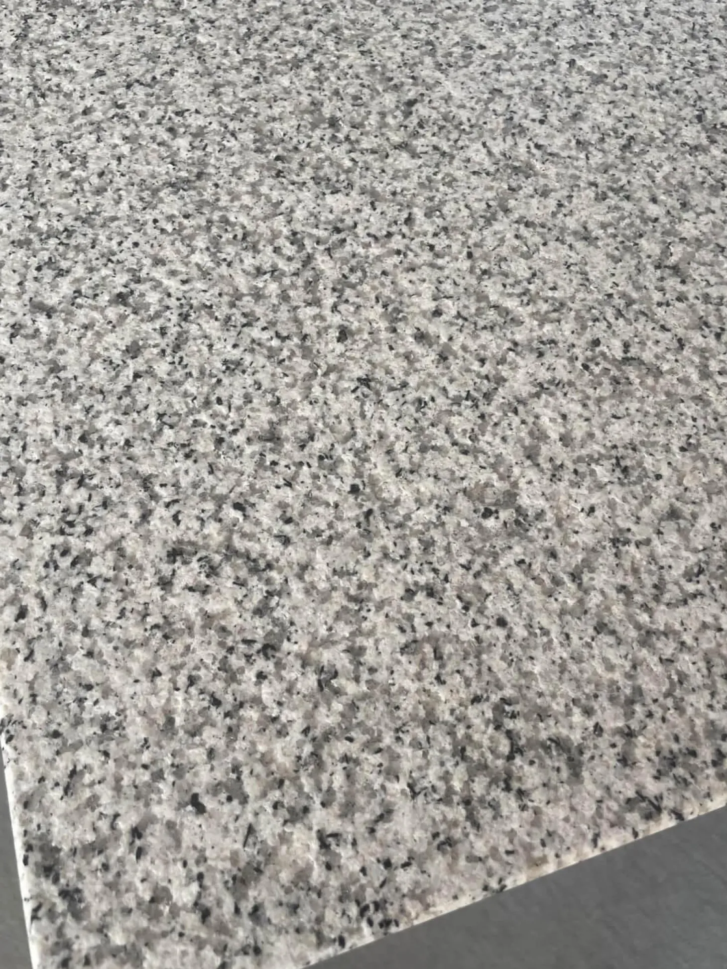 Esstisch Platte Granit Bianco Kristall Grau Gestell Edelstahlrohr