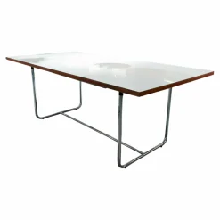 Esstisch S 1072 Tischplatte Nussbaum Geölt Gestell Stahlrohr Ausziehbar