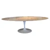 Esstisch Saarinen Oval Marmor Arabescato Weiß Fuß Schwerer Aluminiumformguss mit Rilsan Beschichtet