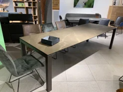 Esstisch Salerno Platte Keramik 2 Pulpis Grau Braun Gestell Quadratrohr Pulverbeschichtet Dunkelbraun Anthrazit Mit Auszug Ohne Stühle