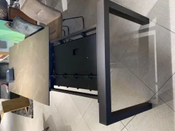 Esstisch Salerno Platte Keramik 2 Pulpis Grau Braun Gestell Quadratrohr Pulverbeschichtet Dunkelbraun Anthrazit Mit Auszug Ohne Stühle