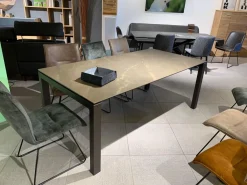 Esstisch Salerno Platte Keramik 2 Pulpis Grau Braun Gestell Quadratrohr Pulverbeschichtet Dunkelbraun Anthrazit Mit Auszug Ohne Stühle