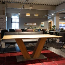 Esstisch San Francisco Asteiche Gestell V-Form Massiv Bianco Geölt