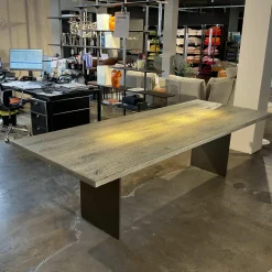 Esstisch SC41 Eiche Geköhlt Silber Gebürstet Gestell Rohstahl Natur Lackiert