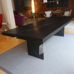 Esstisch SK 01 Monolith Platte Eiche Geköhlt Natur Geölt Schwarz Gestell Rohstahl