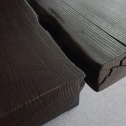 Esstisch SK 01 Monolith Platte Eiche Geköhlt Natur Geölt Schwarz Gestell Rohstahl