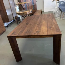 Esstisch SR1 Astiger Nussbaum Natur Geölt Äste Mit Zinn Ausgegossen Inklusive Querauszug