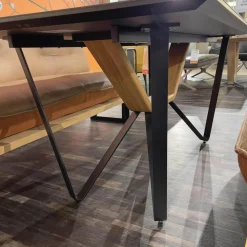 Esstisch T1003 Platte Keramik Anthrazit Metallfuß Schwarz Matt Pulverbeschichtet Ohne Bänke Und Stuhl