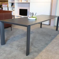 Esstisch T90 Platte Keramik Strom Nero Anthrazit Gestell Pulverbeschichtet Anthrazit Mit Auszug