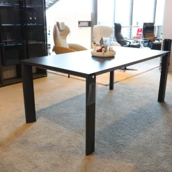 Esstisch T90 Platte Keramik Strom Nero Anthrazit Gestell Pulverbeschichtet Anthrazit Mit Auszug