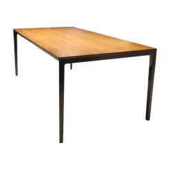 Esstisch Tak TRTM20101 Platte Nussbaum Fußgestell Stahl Bronze Matt mit 100cm Auszug