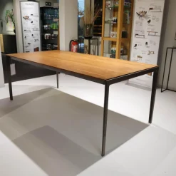 Esstisch Tak TRTM20101 Platte Nussbaum Fußgestell Stahl Bronze Matt mit 100cm Auszug