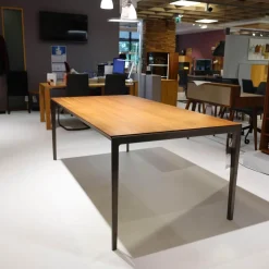 Esstisch Tak TRTM20101 Platte Nussbaum Fußgestell Stahl Bronze Matt mit 100cm Auszug