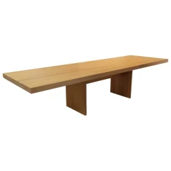 Esstisch Tema Eiche Naturöl Weiß Füße Holzwange mit 100cm Auszugsplatte