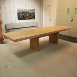 Esstisch Tema Eiche Naturöl Weiß Füße Holzwange mit 100cm Auszugsplatte