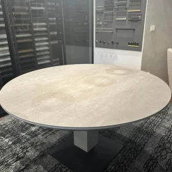 Esstisch Todo 6116 Platte Keramik Matt Rock Grigio Grau Säule Lack Matt Bodenplatte Metall Schwarz Tiefmatt Ausziehbar