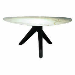 Esstisch Trilope Platte Onyx Green Afghano Beine Mooreiche Massiv Dunkelgrau