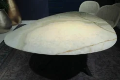 Esstisch Trilope Platte Onyx Green Afghano Beine Mooreiche Massiv Dunkelgrau