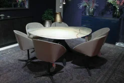 Esstisch Trilope Platte Onyx Green Afghano Beine Mooreiche Massiv Dunkelgrau