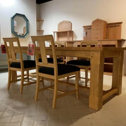 Esstisch Und 4 Stühle Terra Pinie Massiv Bezug Stoff Regula 1637-05