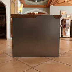 Esstisch Unikat Tischplatte Unikat Ulme Altholz Massiv Gestell Stahlwangen Grau