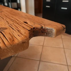 Esstisch Unikat Tischplatte Unikat Ulme Altholz Massiv Gestell Stahlwangen Grau